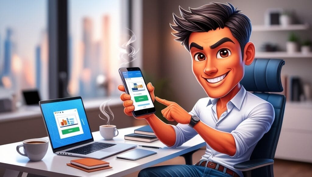 Ilustrasi Anak Muda sedang berjualan online