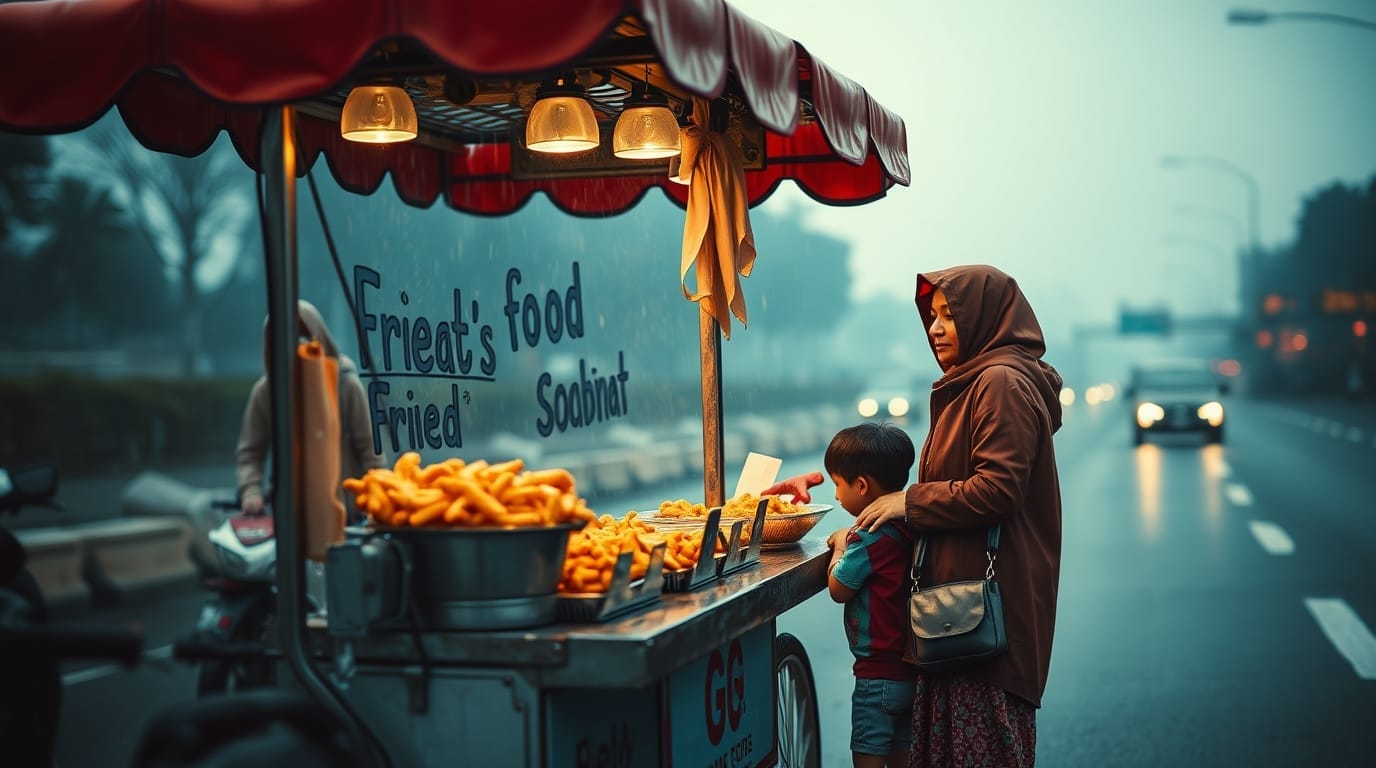 Kisah Manis Tentang Penjual Gorengan di Musim Hujan: Saat Langit Menangis, Bisnis Menggeliat