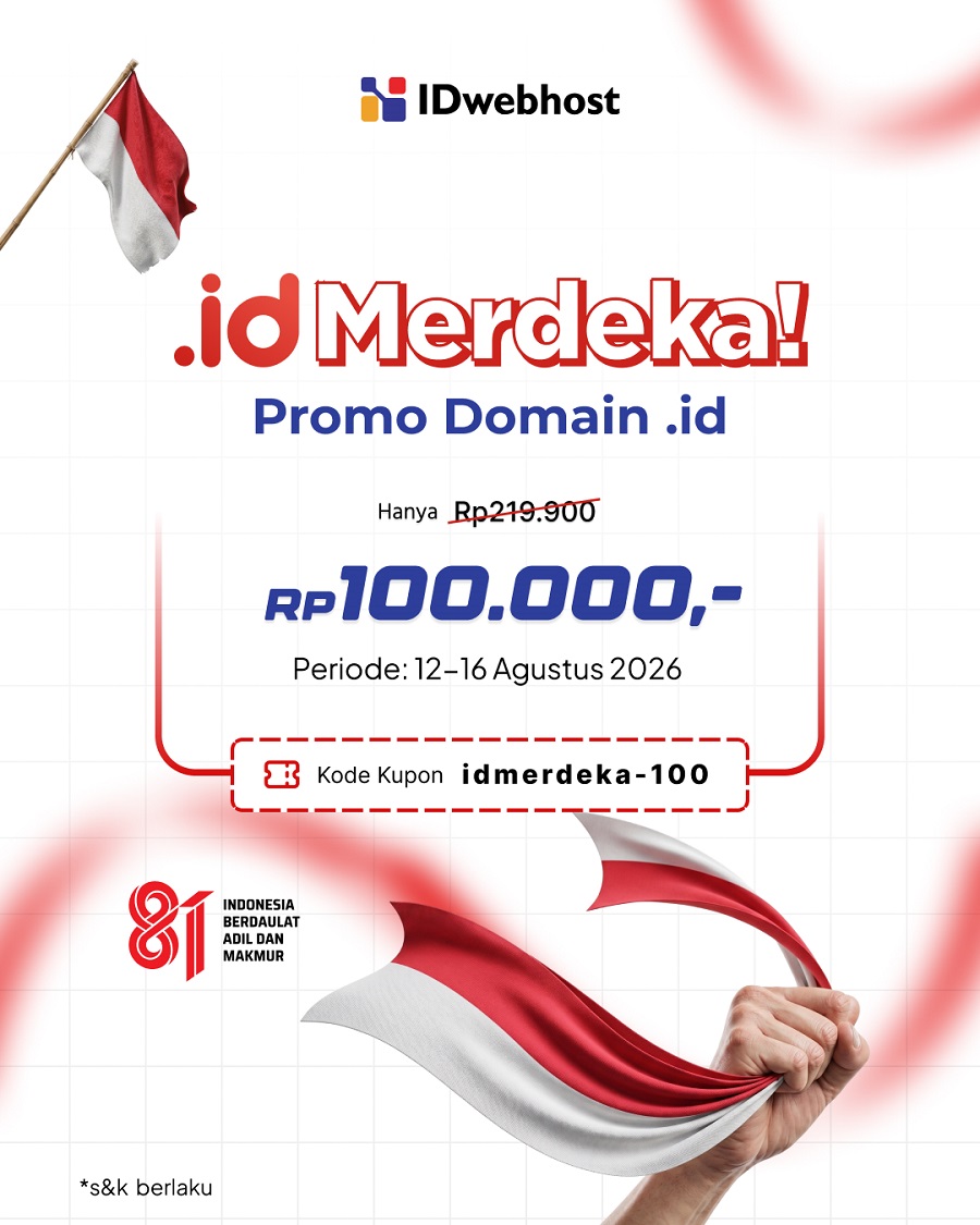 Promo Hari Kemerdekaan RI Domain .ID Cuma Rp100.000